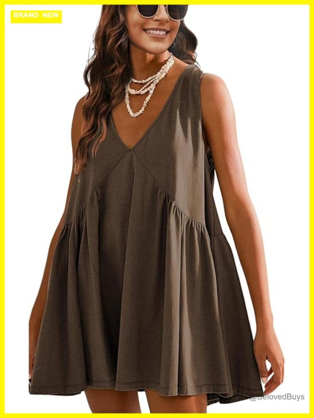 Sleeveless V-Neck Mini Dress with Pockets